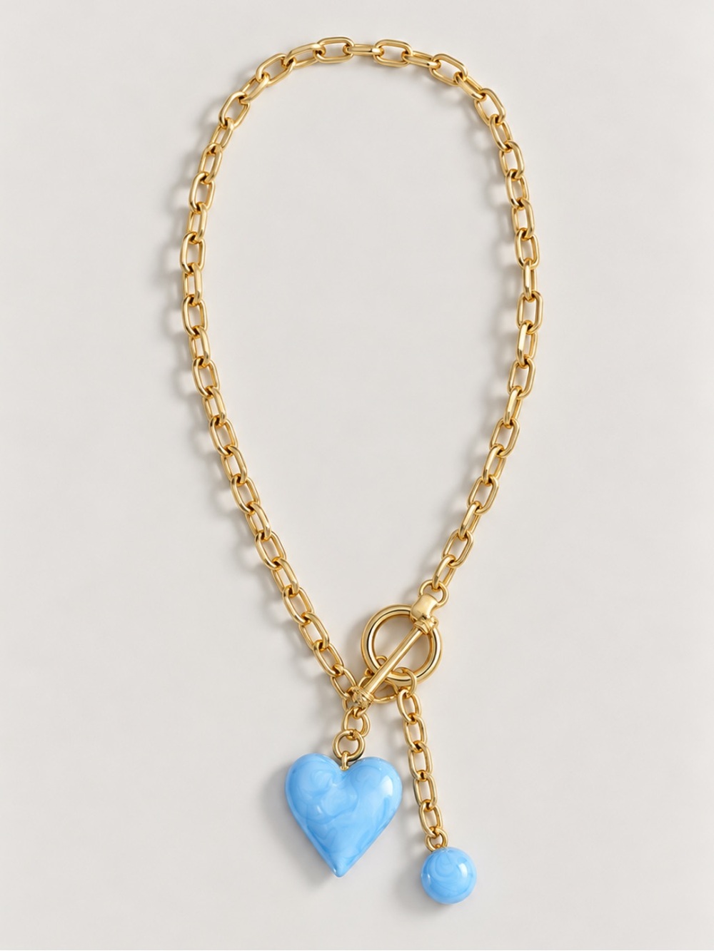 New! Light Blue Gold Chain Toggle Necklace NWOT 4008